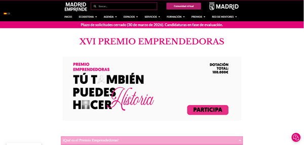 Premio Emprendedoras Del Ayuntamiento De Madrid